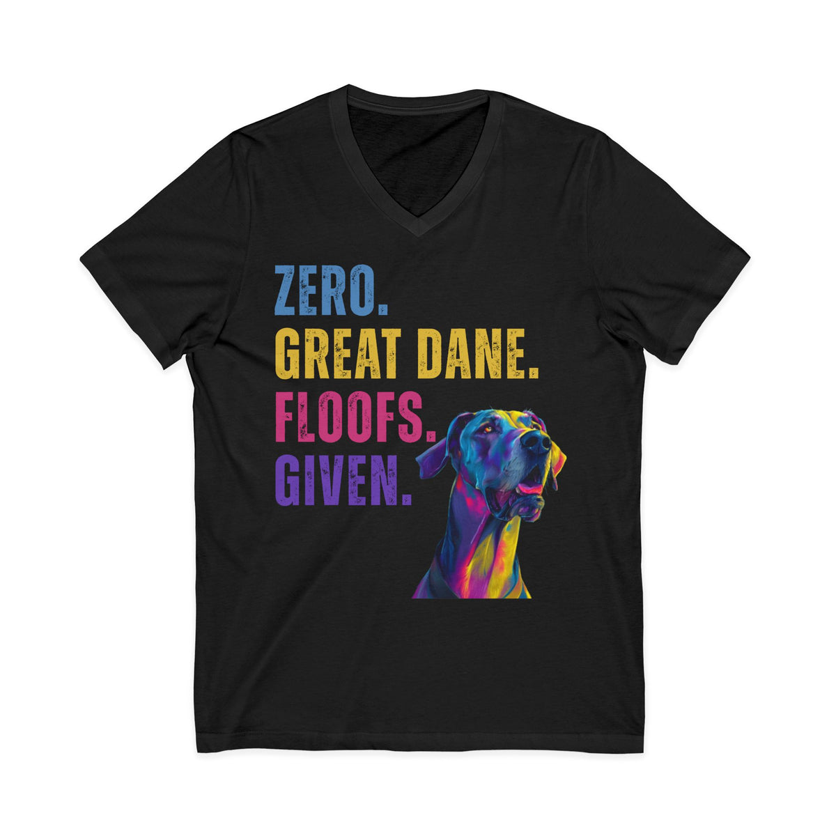 Zero Great Dane Floofs Given Unisex V-Neck T-Shirt | Funny Dane Dog Lover Tee