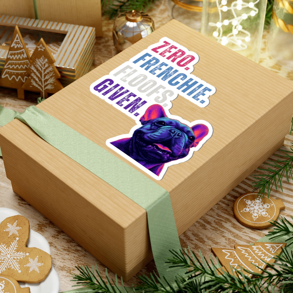 Zero Frenchie Floofs Given Sticker | Funny French Bulldog Vinyl Sticker for Dog Lovers