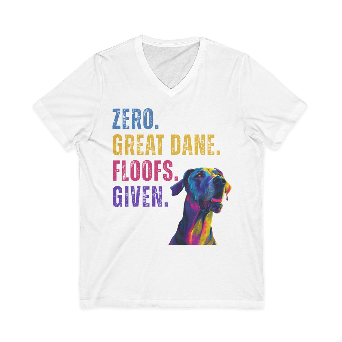 Zero Great Dane Floofs Given Unisex V-Neck T-Shirt | Funny Dane Dog Lover Tee