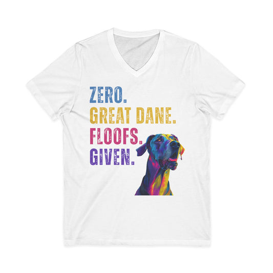Zero Great Dane Floofs Given Unisex V-Neck T-Shirt | Funny Dane Dog Lover Tee